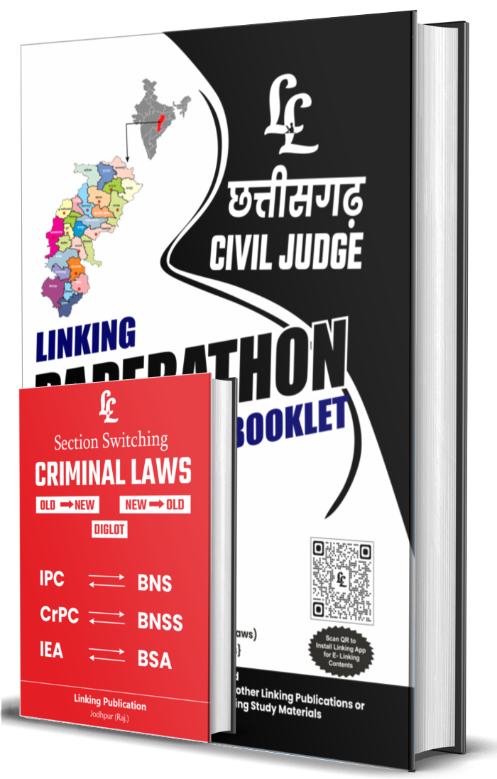 Chhattisgarh Judiciary (CGPSC) Paperathon Booklet (Prelim & Mains Solved) (Diglot Edition) Rs.430/- (Postal Charges Additional) covers all CGPSC(J) Prelim & Mains exam (2014-2024) Subject-Wise Linking Provision & Explanation with Weightage Analysis 