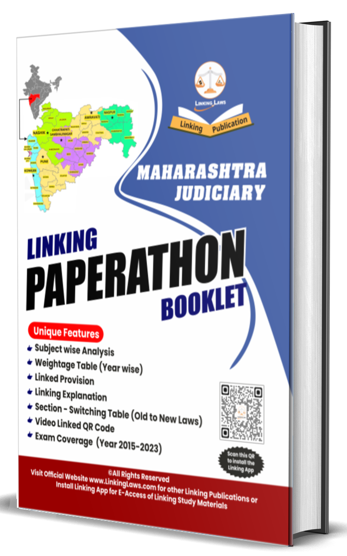 Maharashtra Judicial Service (MPSC(J)) Paperathon Booklet : Rs.259/- (Postal Charges Additional) covers all MPSC(J) Prelim exam (2015-2023) Subject-Wise Linking Provision & Explanation with Weightage Analysis
