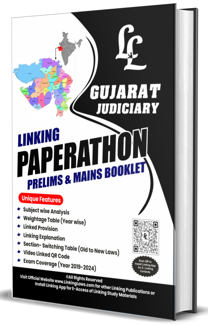 Gujarat Judicial Service (GJS) Paperathon Booklet : Rs.239/- (Postal Charges Additional)  covers all GJS Prelim & Mains exam (2017-2023) Subject-Wise Linking Provision & Explanation with Weightage Analysis (Prelim & Mains) 