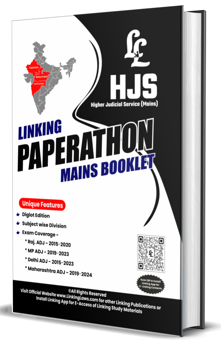 HIGHER JUDICIAL SERVICE MAINS (HJS) Paperathon Booklet (DIGLOT EDITION: English & हिंदी ) (State Wise & Subject wise) Rs.300/- (Postal Charges Additional)  Covers State (Raj. Dehli, MP, MH) [2015-2024] ADJ Mains Exams