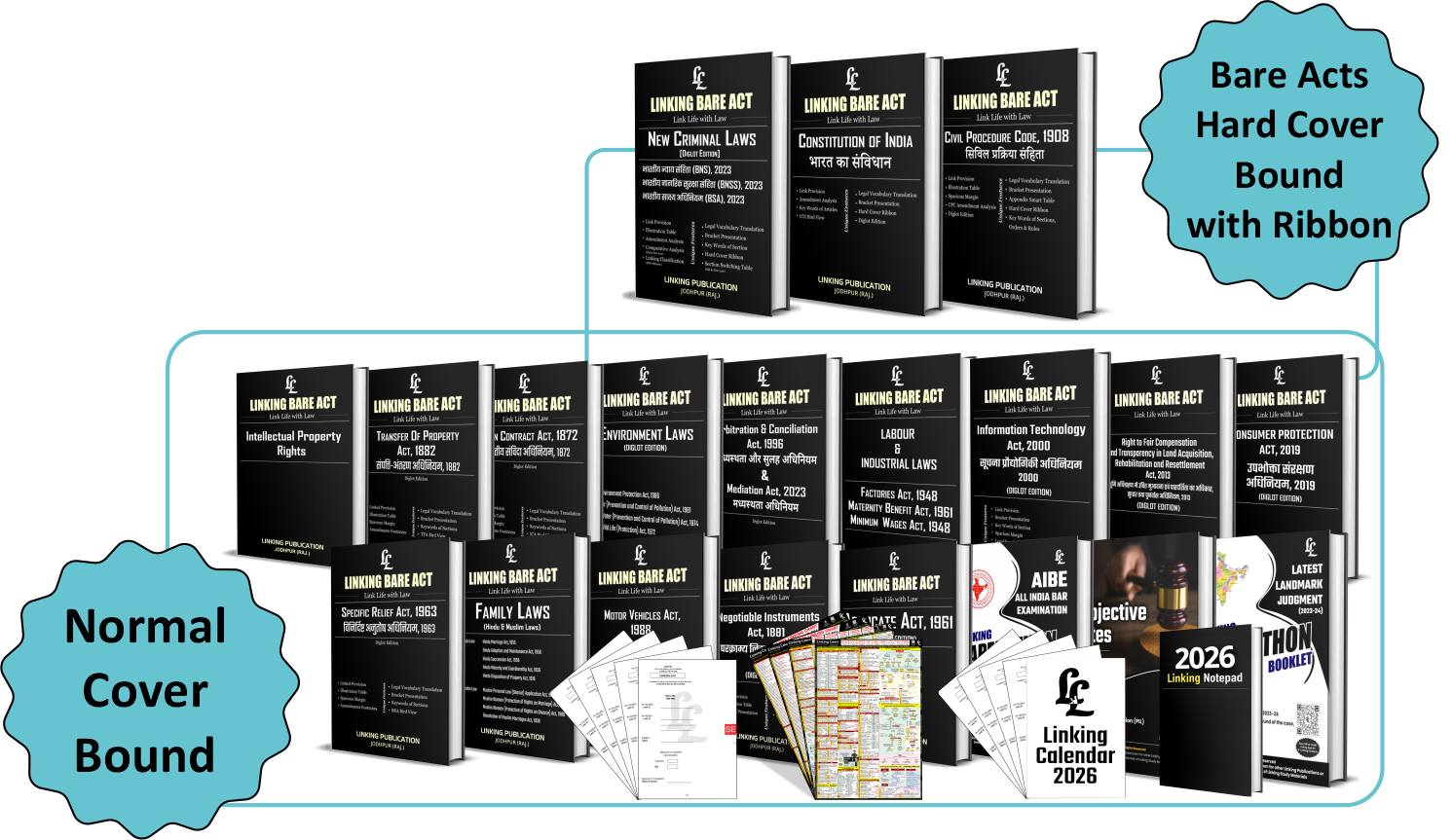 AIBE COMBO SET of   Study Materials  (Major & Minor Laws  inc. other Study Material) Diglot Version (English & हिंदी )Rs.5499