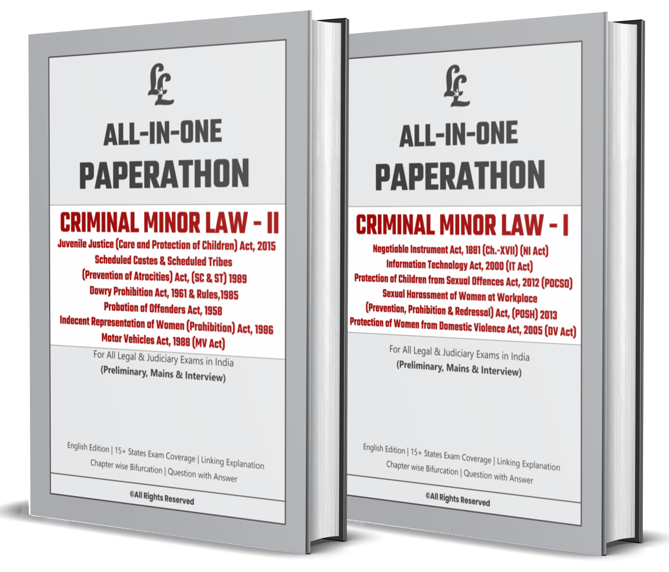 Criminal Minor Laws All-in-One Combo Paperathon – Set of 2 Booklets (NI, IT, PoCSO, PoSH, DV, JJ, SCST, Dowry, IRWA, MVA ) for Complete Prelims, Mains & Interview Preparation | English Edition| Price: ₹580/-